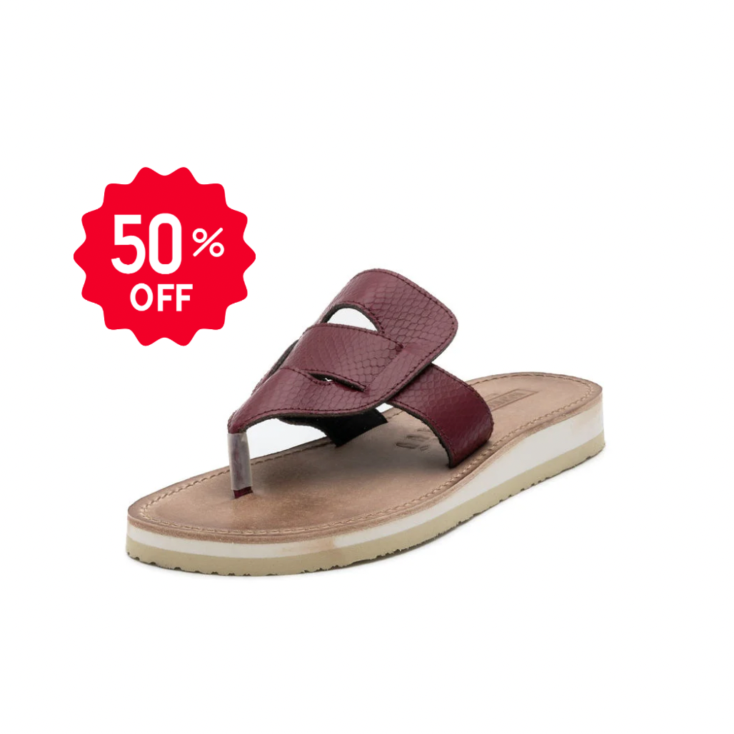 Burgundy flip flops on sale