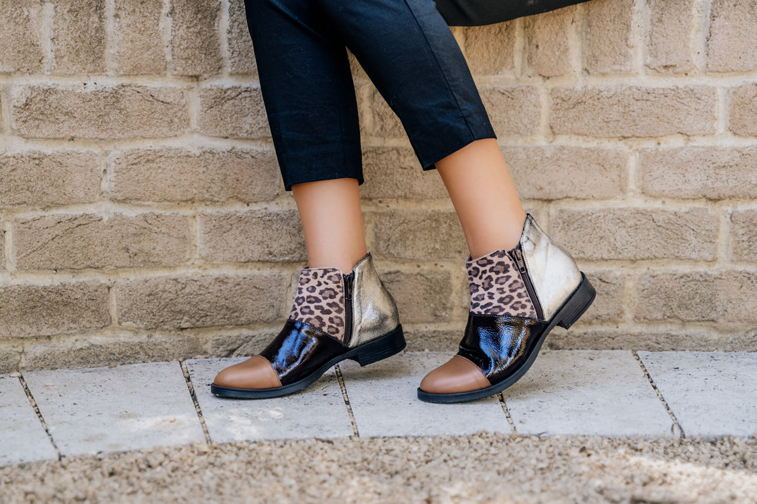 BRIGIDA Multi Coloured Double Zip Ankle Boots