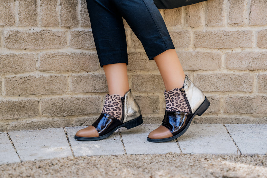 BRIGIDA Multi Coloured Double Zip Ankle Boots