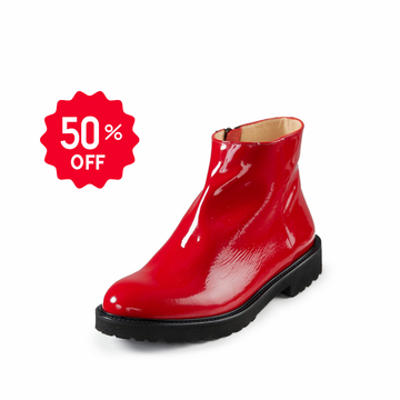 ALESSIA Pascucci Patent Red Ankle Boots