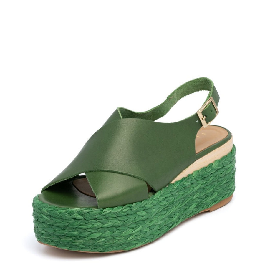JOLANDA Fiorina Green Flatform Sandals