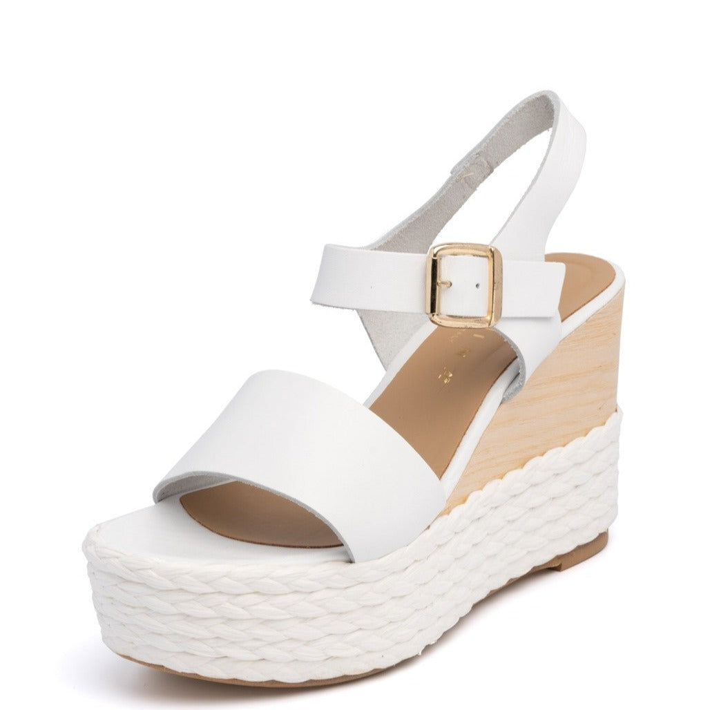 AMATA Fiorina White Plaform Sandals