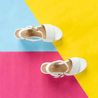 AMATA Fiorina White Plaform Sandals