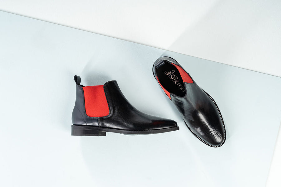 AGNELLA Pascucci Black and Navy Chelsea Boot