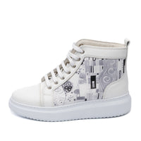 ANNA Printed Leather High Top Sneakers with Platform