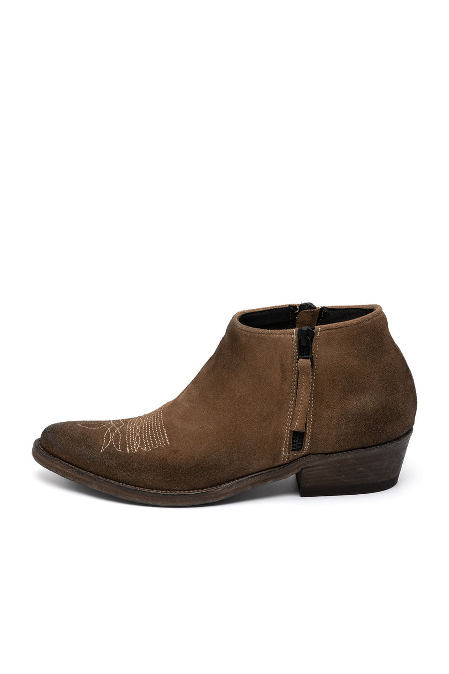 MORGAN Keep Tan Booties with White Stitch