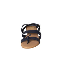 navy leather sandal three strap casual sandal