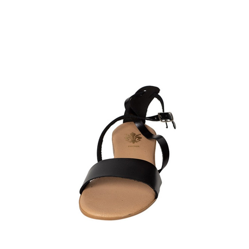 black flat Italian leather casual sandal